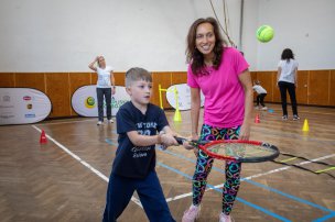 Olympijský trénink s tenistkou Gerši na ZŠ Hrabová
